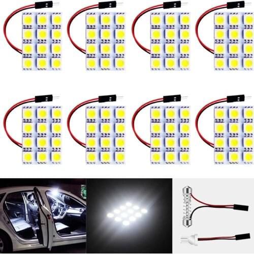 8-Pack White 12SMD 24SMD 36SMD 48SMD LED Light Car Camper RV Interior Lighting Panel Dome Lamp Map Bulb with 8 X T10 Adapter