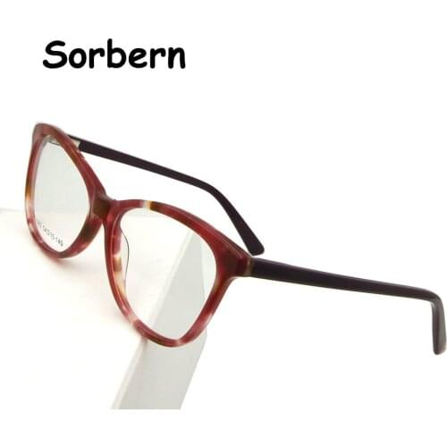 Acetate Ladies Glasses Frame Women Cat Eye Frame Green Red Luxury Womens Eyeglasses Frame Optical Frames Female Spring Hinge