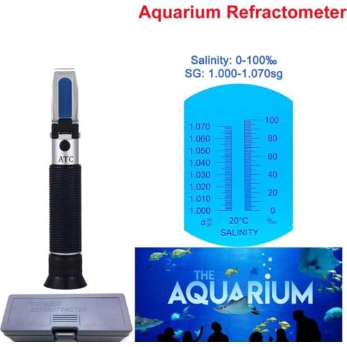 Aquarium Refractometer Salinity 0-100ppt Salt 1.000-1.070sg for Aquarium Saltwater Brackish Marine atc Salinity Refractometer