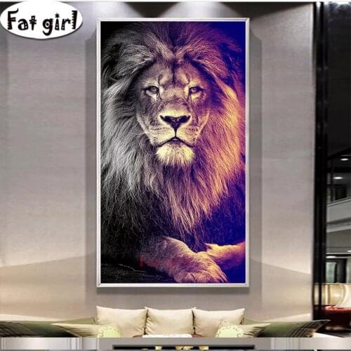 3D Diy Diamond Painting Modern Wall Art Picture Mosaic Animal Lions Square Round Drill Mosaic Living Room Decor Gifts
