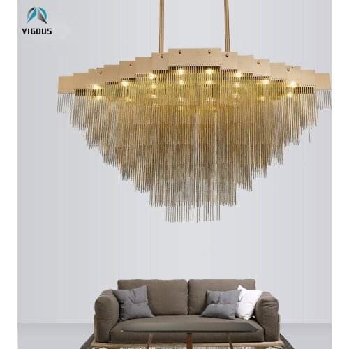 American Rh Lustre Gold Plated Tassel Led Pendant Lights Luxury Metal Luminaria G9 Led Hanging Lamp Rod Suspend Light Fixtures