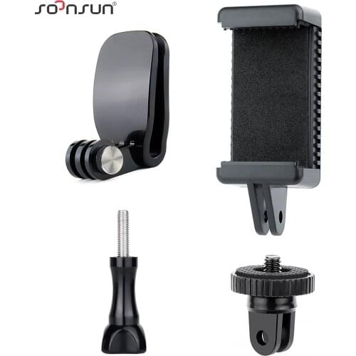 SOONSUN Backpack Clip Clamp Mount Adapter with Phone Clip Holder for GoPro Hero 9 8 7 6 5 4 for DJI Osmo Action for Yi Accessory