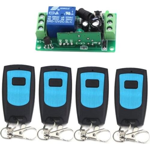 DC 9V 12V 24V RF Wireless Remote Control Switch System,315/433MHZ 4Transmitter + Receiver