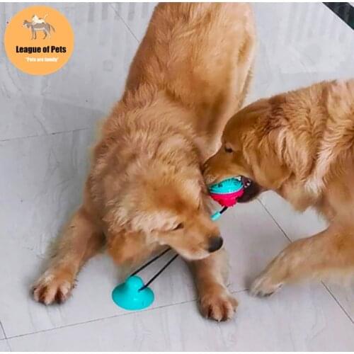 Pet Dog Toys Silicon Suction Cup Tug dog toy Dogs Push Ball Toy Pet Tooth Cleaning Dog Toothbrush for Puppy large Dog Biting Toy