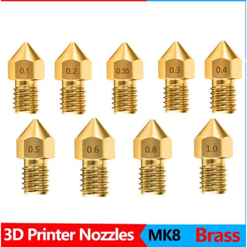 SHOOMO 3D Printer Extruder Brass Nozzles Print Head for Anet A8 Makerbot MK8 Creality CR-10 S4 S5 Ender 3 3Pro 5 Clean Tool Kit