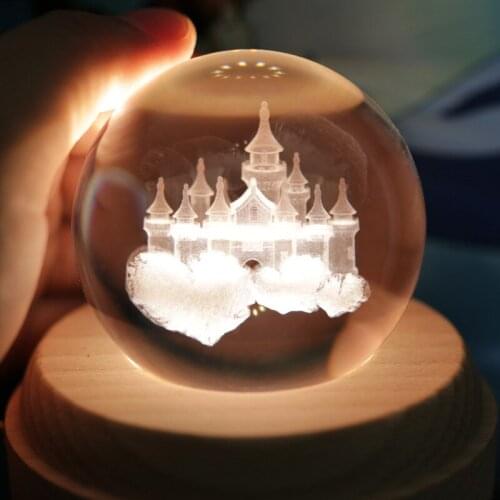 Crystal Ball Carousel Wood Music Box Gifts with Light Rotatable Birthday Gift for Girlfriend Home Decoration Accessory Clockwork