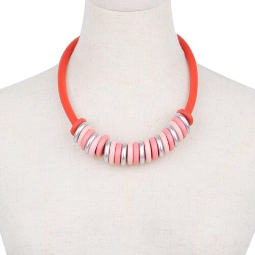 YD&YDBZ Multicolor Metal Circle Choker Necklaces For Women Punk Purple Rubber Rope Statement Necklace Goth Minimalist Jewelry