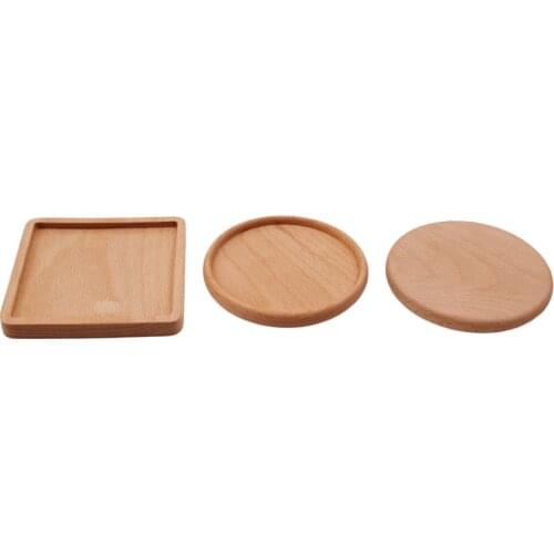 Square Round Wood Drink Coaster Set Placemat Cup Mat Pad Coffee Cups Household Saucer Insulation Decoration Accessory Tools