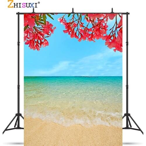 Summer Tropical Sea Beach Palms Tree Photography Background Natural Scenic Photo Backdrops Photo Studio Props 2133 SST-01