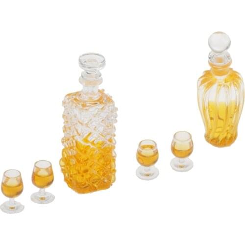 1:12 Dollhouse Miniature Mini Wine Bottle & Cup Shop Pub Bar Drink Toys