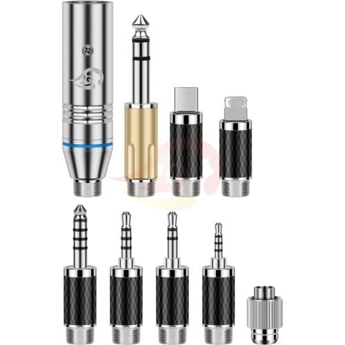 Multi-Function Type-C 4PIN XLR 2.5 3.5mm 4.4mm 6.35mm HiFi Headphone Cable Copper Self-Locking Plug DIY Adapter Audio Connector