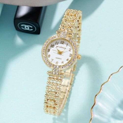 Fashion Ladies Crystal Wristwatch Luxury Bracelet Watch Stainless Steel Rose Gold Dress Watch