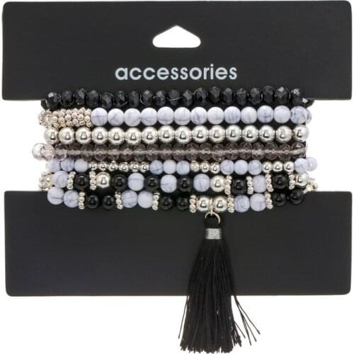 Men Bracelet Boho Beaded Charm Bangles Set Fashion Man Simple Multilayer Bohemian Accessories Goth Punk Mens Bracelets Jewelry