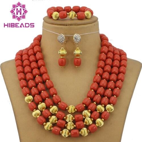 2020 Latest African Wedding Coral Beads Jewelry Set African Costume Jewelry Set Christmas New Free Shipping CNR168