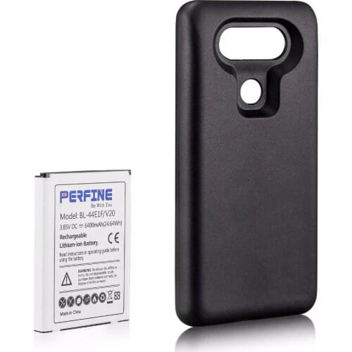 V20 Battery BL-44E1F For LG V20 H990DS VS995 US996 LS997 H910 H918 6400mAh Extended Batteria+Black Full Edge Protective Case