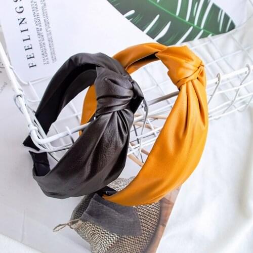 Fashion Womens Bow Knot Hairband Leather Hoop PU Cross Knot Women Head Hoop Glitter Girls Hair Headband Hair Accessories DSFG02