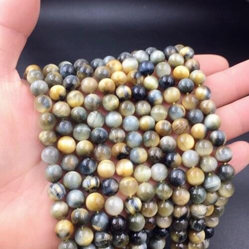 Wholesale High Quality Natural Stone Gold Blue Tiger Eye Loose Round Beads For Jewelry Making