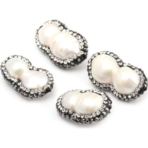 Wholesale Natural Pearl Pendants with Crystal Necklace Pendant for Jewelry Making DIY Necklace Size 15x23mm