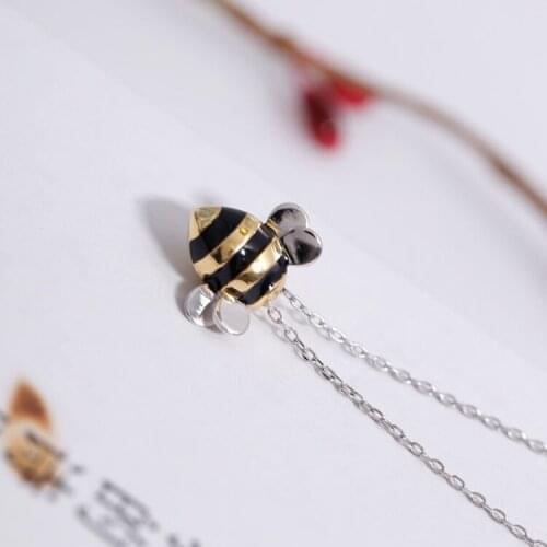 2021 SALE New Cute Bee 925 Sterling Silver Necklaces & Pendants Sterling Silver Choker Necklace Jewelry Collar Colar de Plata