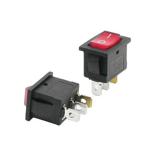 Free shipping!AC 250V 6A 125V 10A 4 Pin DPST On-Off Rocker Switch Black Red 2 Pcs