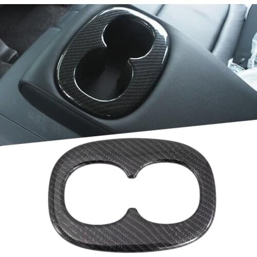 Fit For Mitsubishi Outlander 2019 Chrome Rear Cup Holder Cover Seat Water Decorate Accessories ABS Trim Carbon Fiber Style