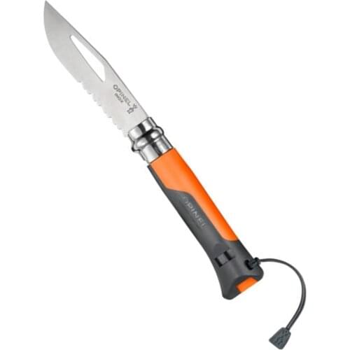 Opinel No 8 Outdoor (Orange) Stainless Steel Folding Pocket Knife with Polymer Handle Camping Hiking Trekking Outdoor Hunting