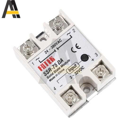 SSR-10DA/25DA/40DA/50DA/60DA/75DA/100DA 10A 25A 40A Solid State Relay Module 50A 75A 100A 3-32V Input DC 24-380V AC Output