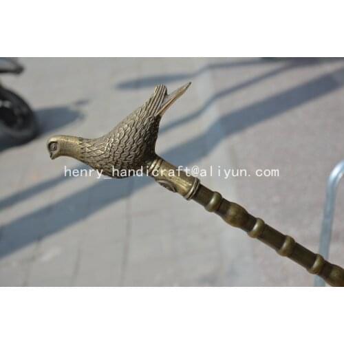 Antique Old Chinese old copper cane\walking stick,bird,exquisite designs,Hand-carved,Ancient,#057, best collection