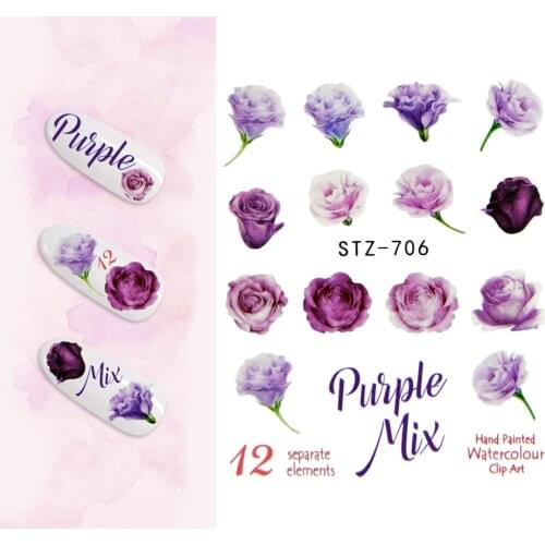 Patten Nail Sticker Nail Stickers Sticker Nail Decals Flower Stickers For Nails Nail Art Green Leaves Flowers Rose Nail Stickers