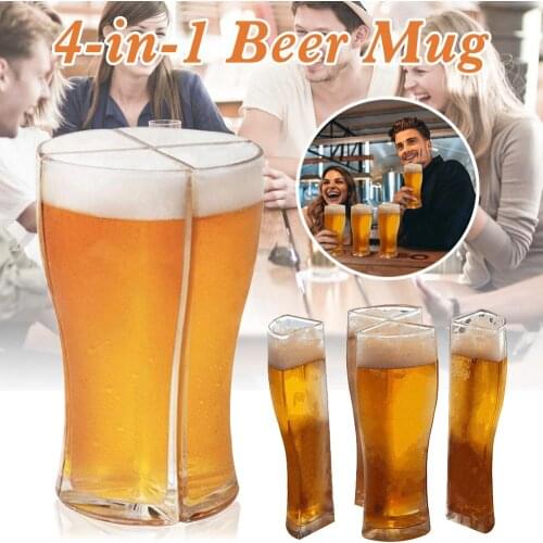 Super Schooner Beer Glasses Mug Cup Separable 4 part Large Capacity Thick Beer Mug Glass Cup Transparent for Club Bar Party Home