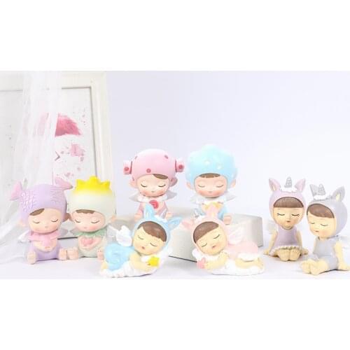 1PC Resin Angel Deer Baby Boys Girls Cake Topper Wedding Decoration Figurine Mariage wed decor cake topper