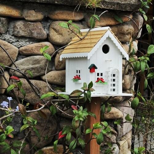 Outdoor Bird House Forest Park Creative Gifts for Courtyard Garden Decoration Wooden Houses for Bird Birdhouse Cottage Bird Nest