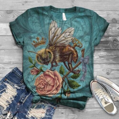 Umeko Vintage Bird Painted Women Tshirt Top Short Sleeve Animal Printed O Neck Tee Shirt Femme Summer Ladies Summer T-shirts