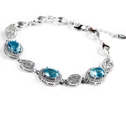 Genuine Blue Natural To paz Bracelets For Women Lady Jewelry Fashion Bracelets Bangle Femme Drop Shipping