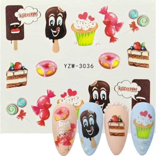 2020 New Arrivals Nail Sticker Ice Creams Cake Water Decal Accessories Summer Designs Manicure Slider Nail Art Transfer Sticker