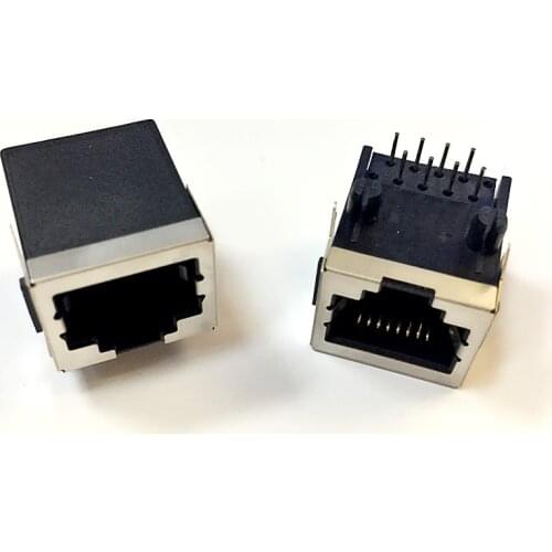 10Pcs RJ45 socket 8P8C network port 8-core half-package shield network cable socket plug 90 degree horizontal