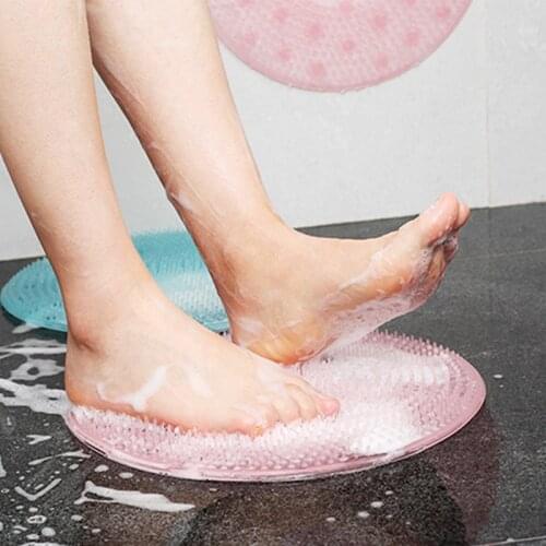 14" Silicone Round Bathroom Scrubber Massage Foot Mat Washroom Non-slip Foot Pad Artifact Back Cushion Shower