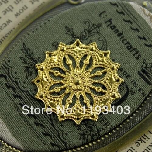 20PCS RAW brass Filigree Jewelry Connectors 34mm Setting Cab Base Connector Finding (FILIG-RB-26)