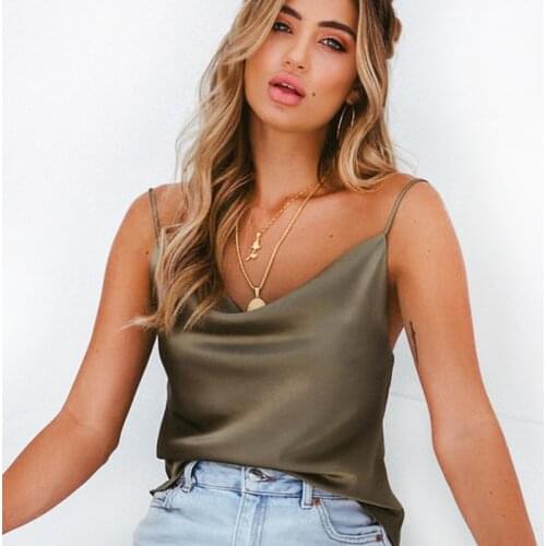 2021 Fashion Basic Women Silk Satin Summer Elegent Camis Lady Strappy Camisole Solid Color Top Shirts Backless Sexy Clothing