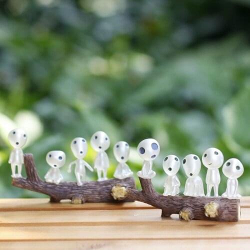 5/10pcs Ghibli Kodama Tree Spirit Princess Mononoke Mini Luminous Tree Elves Decor Micro Landscape Resin Decoration Xmas Gifts