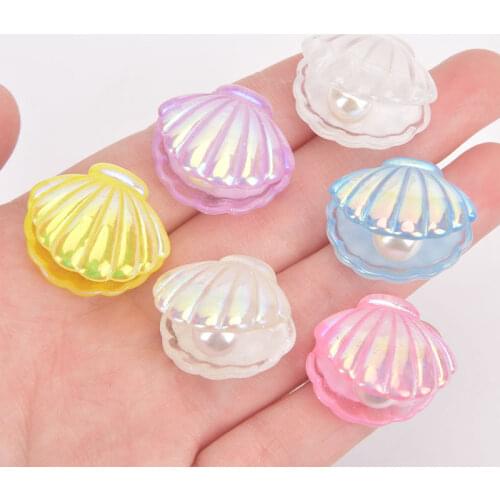5Pcs Cute Color Plated Pearl Shells Flat Back Resin DIY Jewelry Craft Decoration For Dollhouse Decoration New