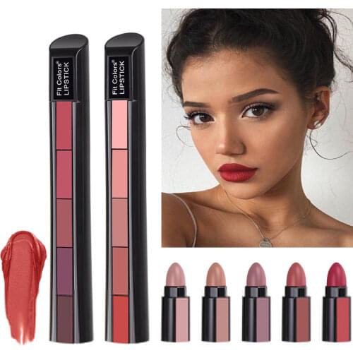 5 in 1 Lipstick Set Lightweight Matte Velvet Long Lasting Combination Lipstick Nourish Moisturizing Professional Lip Makeup Gift