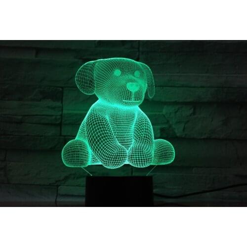 Cute Bear Toy 3D Acrylic Night Light USB Sleep Light Fixture 3AA Battery Power Table Lamp Bedroom Decor Kids Gift GX-1190