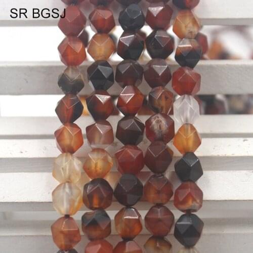 Free Shipping 8mm Faceted Round Polygonal Dream Lace Agat Onyx Natural Stone Findings Craft Beads Strand 15"