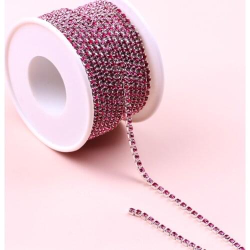 10 Yard /Rhinestones Chain Flatback Silver Claw Rhinestone Trim Crystal For Diy Handcraft Sewing Trim Appliques Needlework Decor