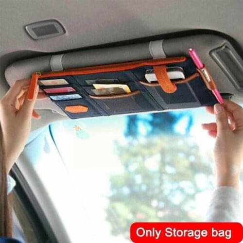 Storage Case Pen Bill Space Saving Visor Organizer Phone Decoration Document Note Auto Grid Interior Car Mobile Zipper H7C6