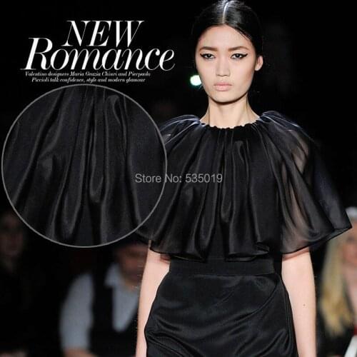 Black 100% Silk Woven linen fabrics Material For Curtains Tulle Blouse Dress Silk Fabric Width 140CM whey protein Textile tuiss