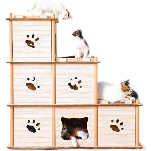 Net red new replacement double step ladder cat home two-tier three-layer variety selection cat house cat scratch board