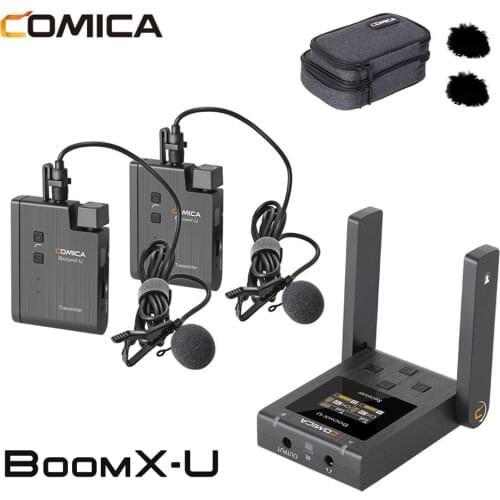Comica BoomX-U Wireless Microphone Broadcast Mic Mini UHF Microphone Transmitters receiver Kit fro Phone camera