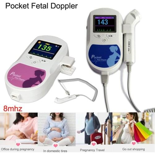 8.0MHZ CONTEC Sonoline C Baby SoundC1 Doppler Fetal Heart Rate Monitor Home Pregnancy Heart Rate Detector LCD Display Pink/Blue